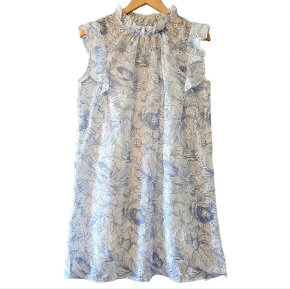 Joie Women's Eyelet Ruffle Floral Print Sundress Feminine Mini Dress Size M. - Picture 2 of 16